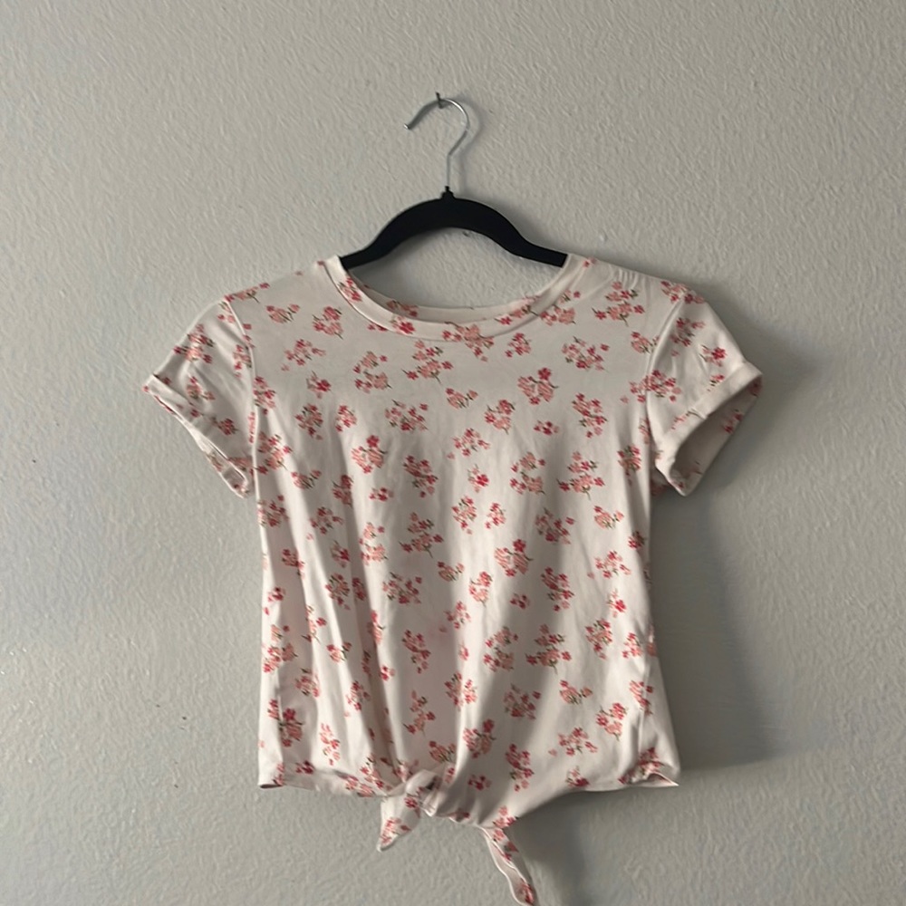 white with floral pattern shirt